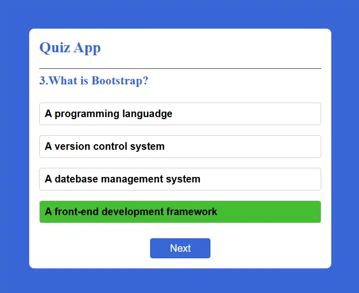 Quiz App project screenshot
